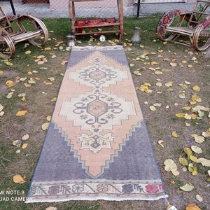 Pink Anatolian Hallway Rug: 3x8 Vintage Faded Runner