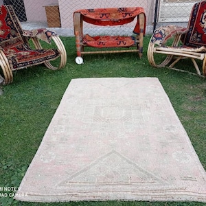 3x 5 light pink Anatolian Rug,3x 5 Turkish Rug,Handwoven Rug,3x5 Area Rug,Oushak Rug,Vintage Rug,Kitchen Rug, #MG-305
