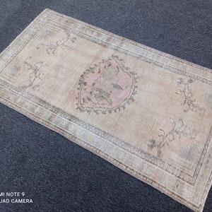 3x5 Turkish Rug, 3x5 Oushak Rug, 2&#39;7x4&#39;8 beige-pink Vintage Rug, anatolian Rug, 3x5 Area Rug, bathroom Faded Rug, 3x5 office Rug, #MG-1051