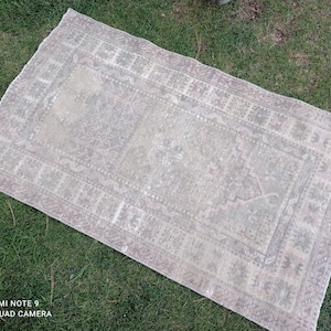 3x5 Turkish Rug, 3x5 Oushak Rug, 2&#39;8x4&#39;7 Brown Faded Rug, Anatolian Rug, Handwoven Rug, 3x5 Area Rug,Vintage Rug, 3x5 Kitchen Rug, #MG-797
