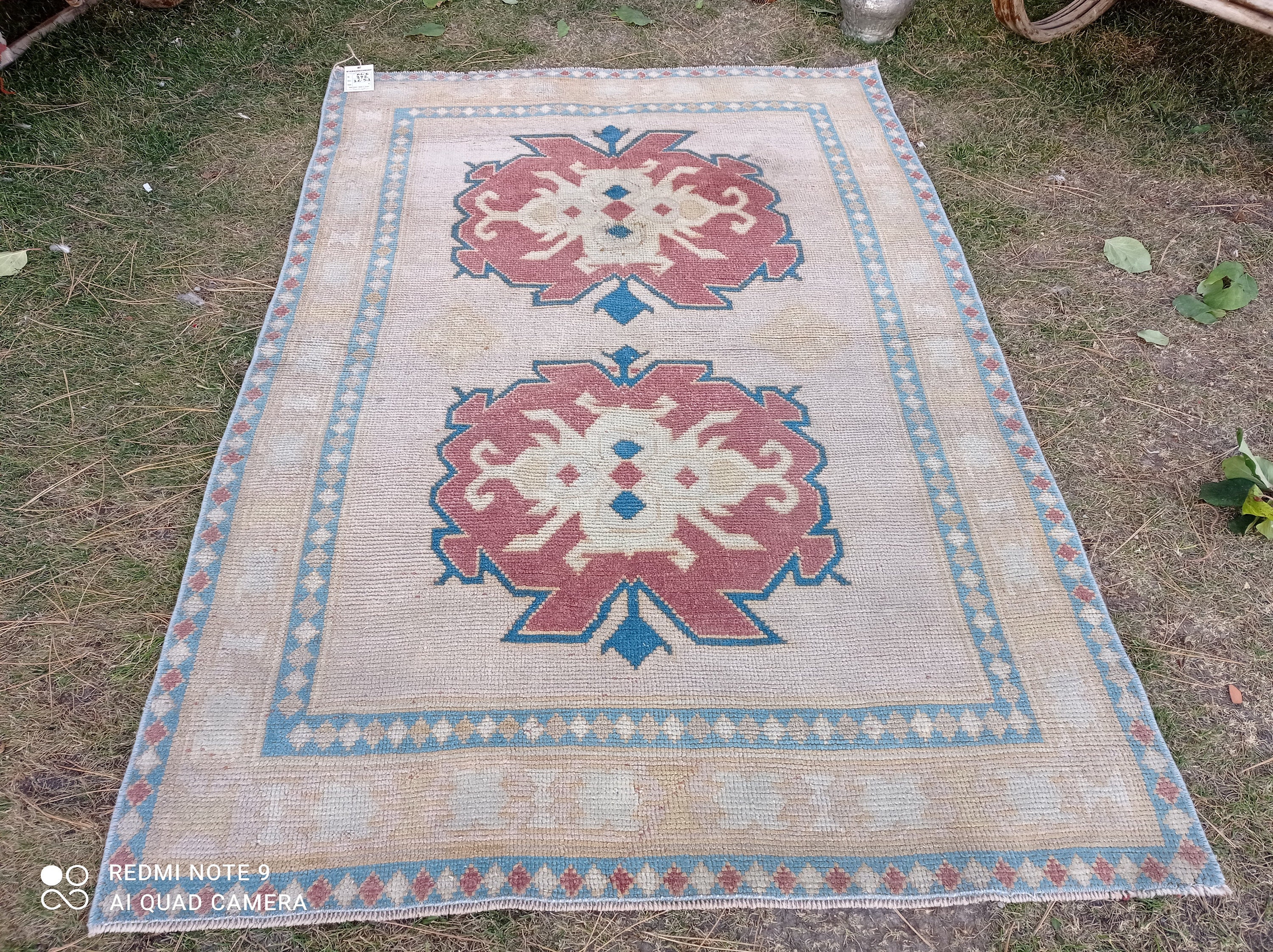 4x5 Vintage Turkish Rug: Muted Pastel Saloon Rug - Etsy UK