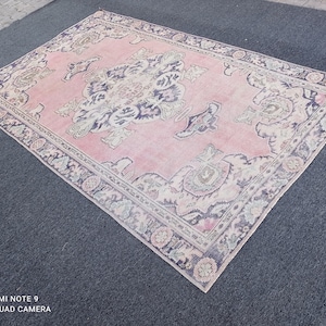 5x8 oushak rug,5x8 turkish rug, 5x8&#39;1 pink-blue rug, office Rug, Anatolian Rug, 5x8 outdoor Rug, Vintage Rug, 5x8 Handmade Rug, #MG-1548