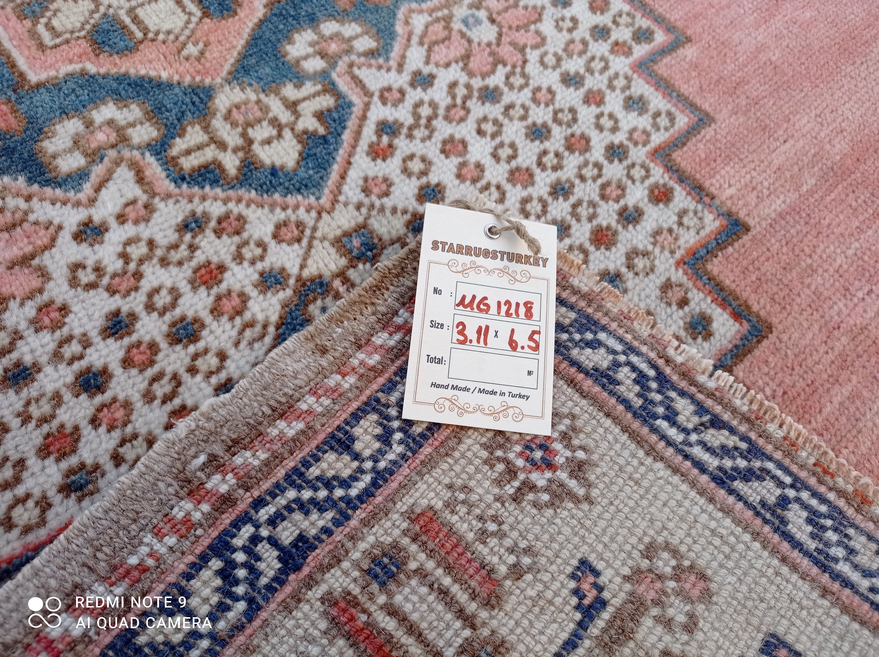 4x7turkish Rug,4x7 Oushak Rug,3'11x6'5 Pink-blue Rug,faded