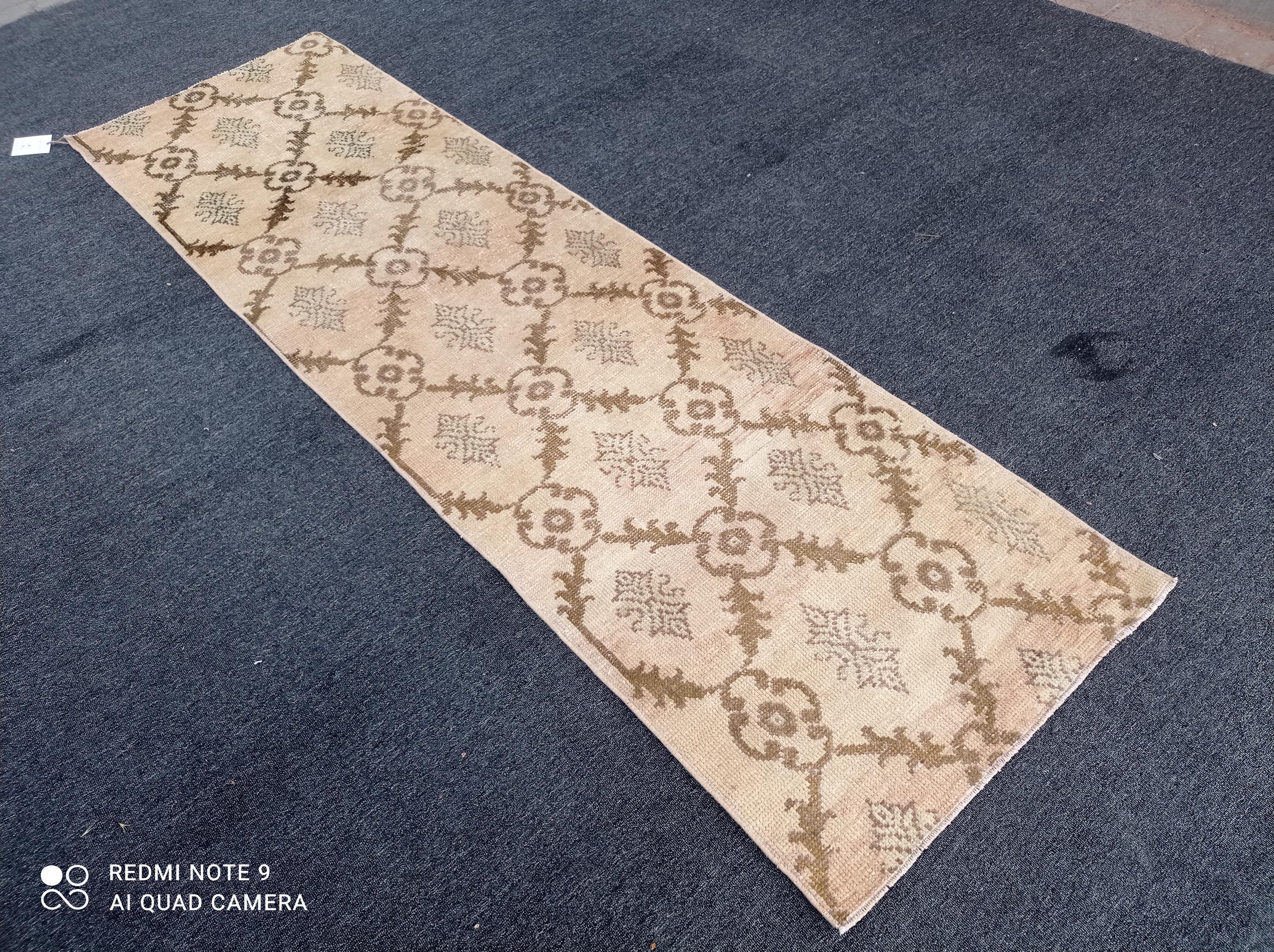 3x8 Turkish Rug, 3x8 Oushak Rug, 2'5x8 Pink-brown Rug, Anatolian