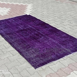 4x7Turkish Rug,4x7Oushak Rug,3&#39;9x7&#39;1 Dark purple Handmade Rug,Special Rug,4x7 Saloon Rug,Vintage Rug,4x6 Bedroom Rug,4x7Kitchen Rug, #MG-794