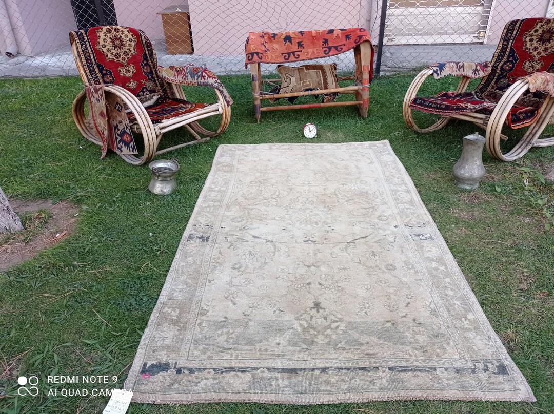 Beige Kitchen Rug Handmade Rug 4x6 Turkish Rug Antique Rug Etsy