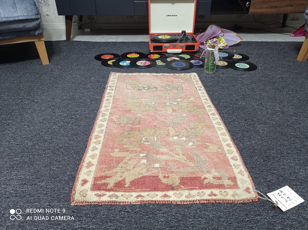 2x3 Pinkgreen Small Oushak Mats,2x3 Home Decor Mats,outdoor Mats, 2x3