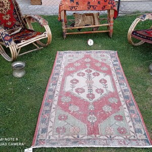Red Anatolian Rug, 3x5 Turkish Rug, Handwoven Rug, 3x5 Area Rug, Oushak Rug, Vintage Rug, 3x5 Kitchen Rug, #MG-456