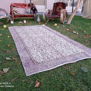 4x7turkish rug,4x7oushak rug, 3&#39;6x6&#39;7 Purple-Brown Vintage Rug,Kitchen Faded Rug,Handmade Rug,Area Rug,farmhouse wall rug,Saloon Rug,#MG-772