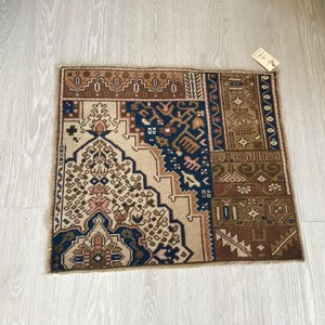Petit tapis Oushak : 2 x 2 tapis d&#39;entrée turc vintage