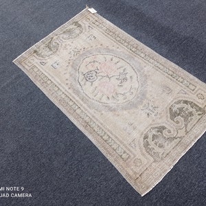 3x5 Turkish Rug, 3x5 Oushak Rug, 2&#39;8x4&#39;10 beige-blue rug, Vintage Rug, outdoor Rug, 3x5 Area Rug Bedroom office Rug, Kitchen Rug, #MG-1299