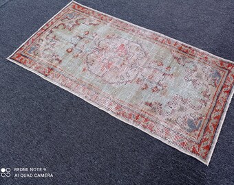 2'1 x 4'2 red  offıce rug, vintage handwoven rug,turkish saloon rug,anatolian decorative rug,original bedroom rug, free shipping, #MG-1635