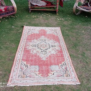 Red Anatolian Rug, 3x5 Turkish Rug, Handwoven Rug, 3x5 Area Rug, Oushak Rug, Vintage Rug, 3x5 Kitchen Rug, #MG-473