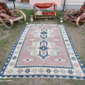 Handmade Turkish Wool Rug: 5x7 Vintage Anatolian Oriental Rug