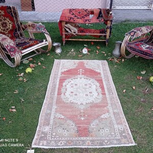 Red Anatolian Rug, 3x5 Turkish Rug, Handwoven Rug, 3x5 Area Rug, Oushak Rug, Vintage Rug, 3x5 Kitchen Rug, #MG-457