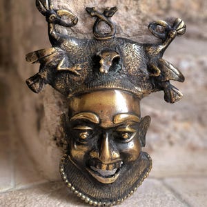 West African, Bamileke, lost wax, tribal art, solid bronze, tribal mask. Circa 1950&#39;s / 60&#39;s