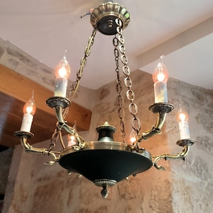 Very beautiful, vintage, French, Empire style, 6 position, bronze chandelier. Circa 1950&#39;s / 60&#39;s