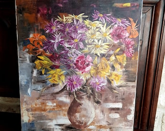 Stunning, vintage, impasto, still life oil on canvas signed "Calette" on the front in oils. Circa 1980s'