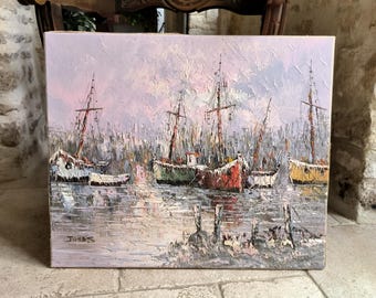 Vintage John W Jones Original Art Large Oil Painting 26 x 22