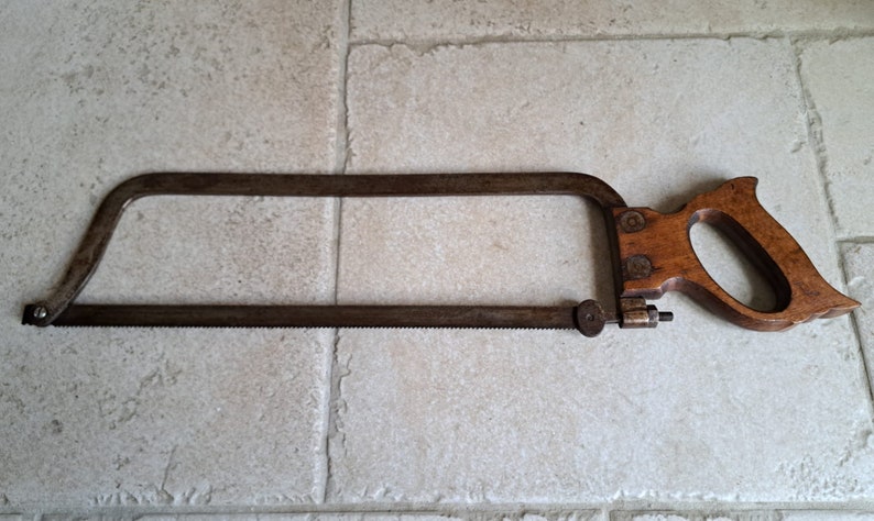 Stunning, antique, French, butchers bone saw. Circa late 1800's / early 1900's image 2