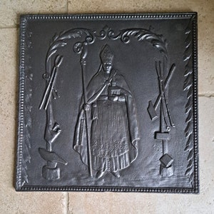 Very beautiful, small, antique, French, Napoleon III period, cast iron, decorative, fire back plate. Circa mid to late 1800&#39;s