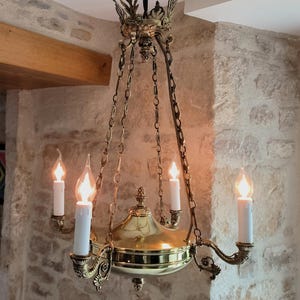 Antique, French, Empire style, 4 position, bronze chandelier. Circa 1920&#39;s / 30&#39;s
