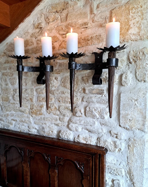 Walasis Black Candle Sconces Wall Shelf - Gothic Wood Wall Decor Candle Shelves For Plant Display Candle Holder Vintage Sconce For Office Fireplace Window Hallway