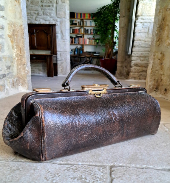 Stunning, rare, antique, French, leather doctors … - image 1