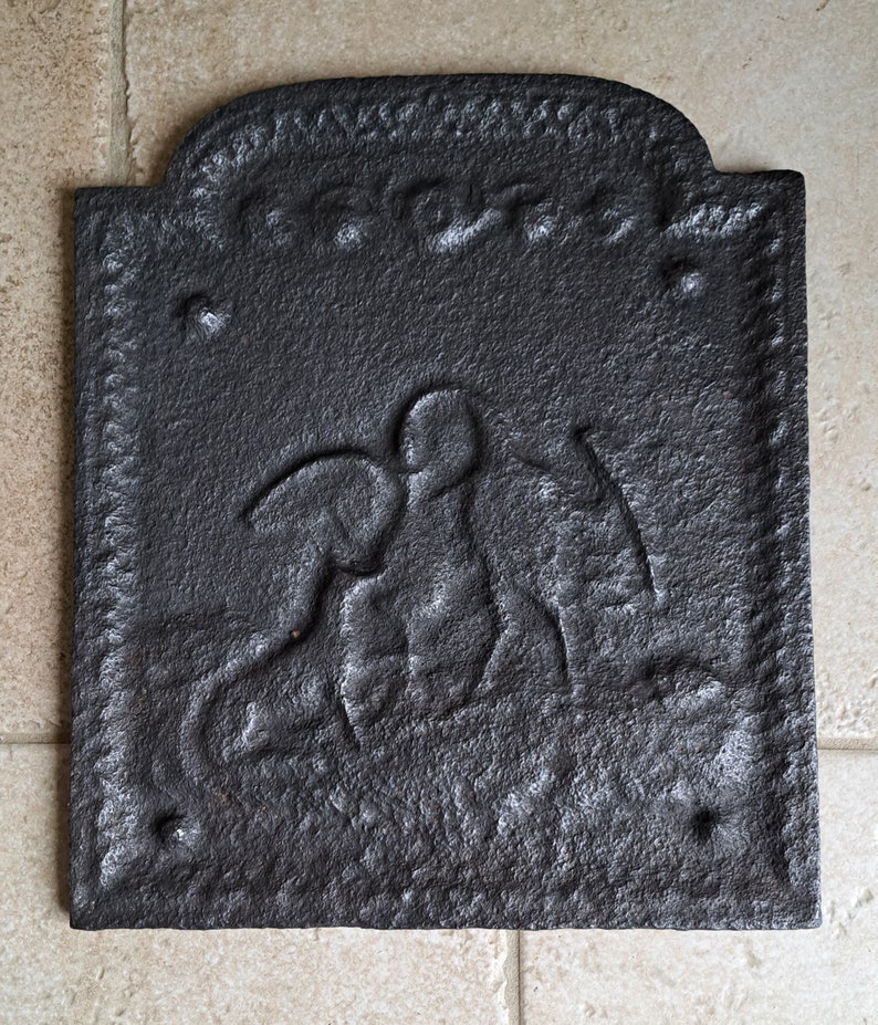 Very Beautiful Small Antique French Cast Iron Fire Back Etsy