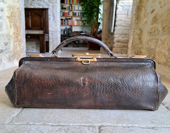 Stunning, rare, antique, French, leather doctors … - image 8