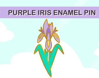 Purple Iris May Hanafuda Cute Hard Enamel Pin - Gold Japanese enamel pin, Anime pin, Cute animal pins, Pastel enamel pin