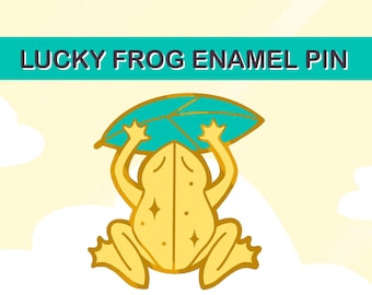 Lucky Frog Hanafuda Cute Hard Enamel Pin - Gold Japanese enamel pin, Anime pin, Cute animal pins, Pastel enamel pin