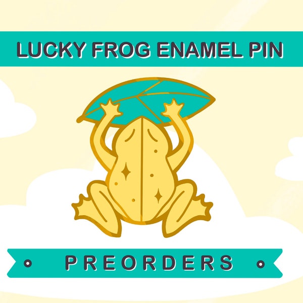 Lucky Frog Hanafuda Cute Hard Enamel Pin - Gold Japanese enamel pin, Anime pin, Cute animal pins, Pastel enamel pin