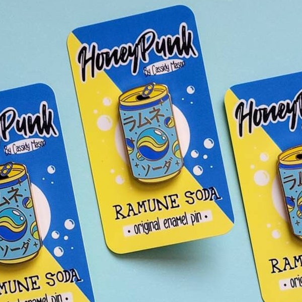 Ramune Japanese Soda Enamel Pins, Ramune soda pin, enamel pin, Kawaii large hard enamel lapel pin aesthetic