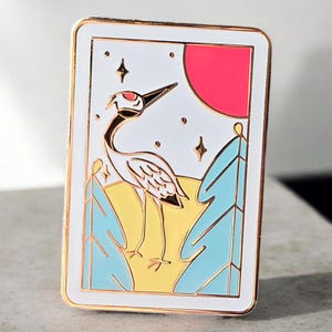 JANUARI Kraan Koi-Koi Hanafuda-kaartstijl schattige harde emaille pin - Gouden Japanse emaille pin, Anime pin, Schattige dieren pins, Pastelkleur emaille pin