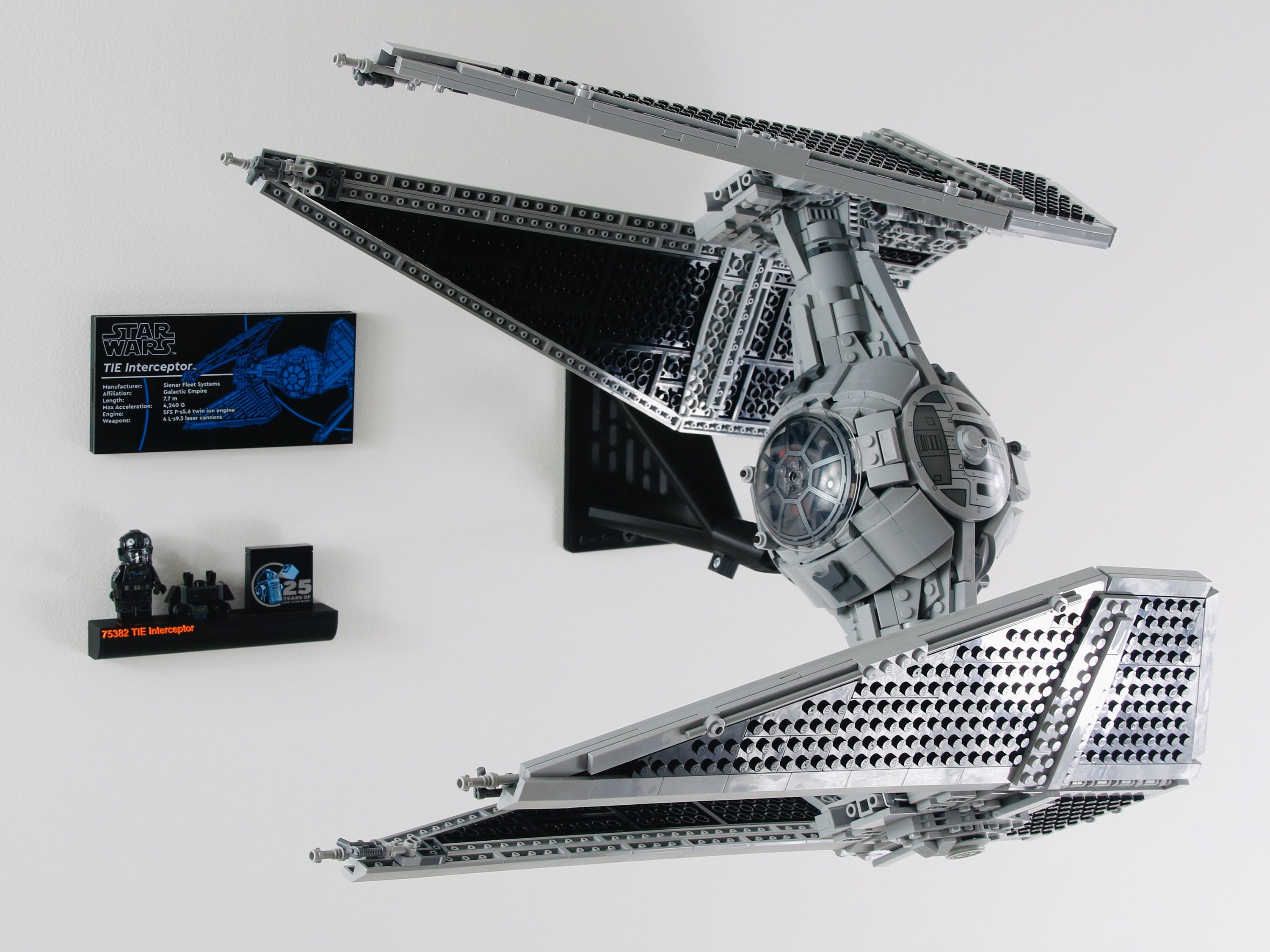 Wall Mount 1 for LEGO TIE Interceptor 75382 UCS Star Wars display Stand Pilot Etsy UK