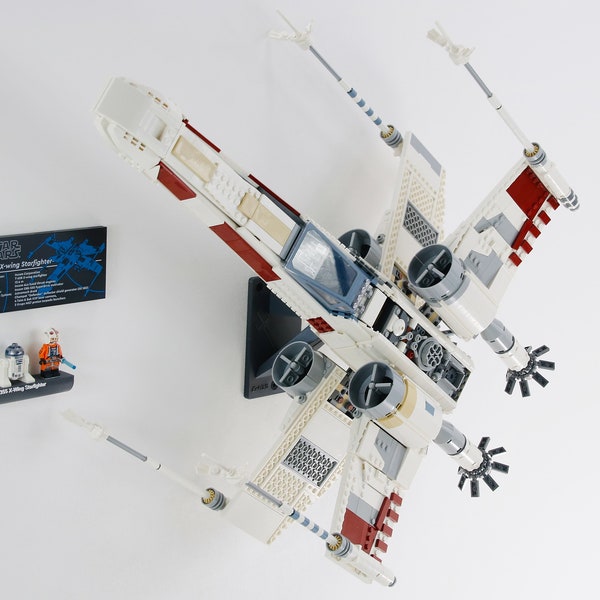 Soporte de pared (2 de 2) para LEGO X-Wing Starfighter UCS 75355 Star Wars (con adaptador de corrección de hundimiento del ala)