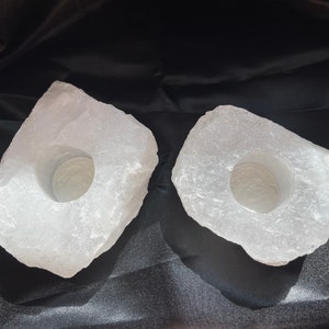 Quartz Tea Light Candle Holders Set, Rock Candle Holder, Stone Tea Light Holders, Tea Light Candle Holder from Brazil