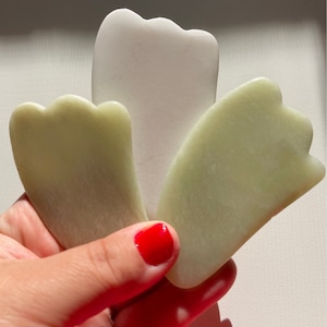 Natural Jade Gua Sha, Gua Sha Facial Tool, Crystal Massage Tool, Gift For Her, Valentines Day  (White Jade, Green Jade) Intuitively Chosen