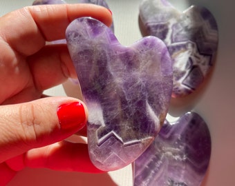 Dream Amethyst Crystal Gua Sha | Anti Aging | Facial Massager | Natural Skin Care | Fine Lines and Wrinkles  | Stone Massage Tool |