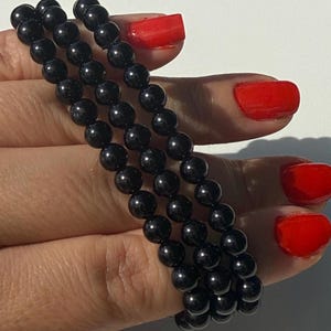 Black Tourmaline Crystal Bracelet, 6mm Gemstone Bracelet, Healing Crystal Bracelet, Crystal Protection