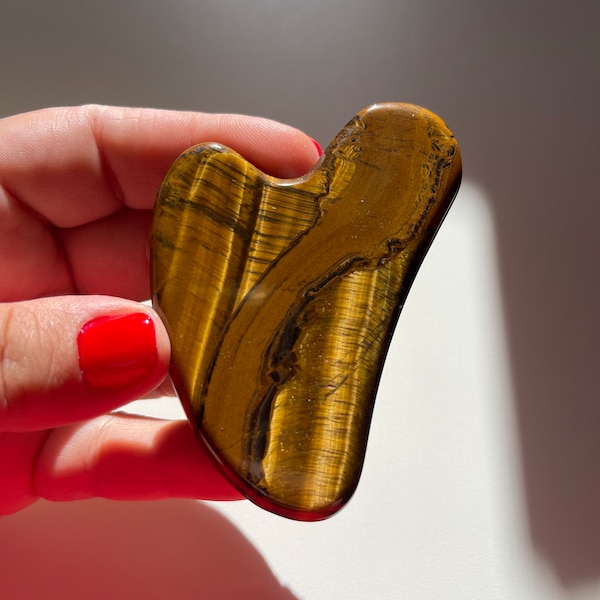 Tigers Eye Gua Sha, Massage Tool, Comb Massager, Spa Tool, Massager Tool, Stone Guasha, Natural Crystal Guasha, Luxe Gua Sha, Gifts For Her