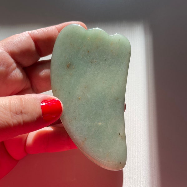 Natural Crystal Gua Sha,  Guasha Facial Tool, Crystal Massage Tool, Spa Tool ( Green Aventurine) Random Pull