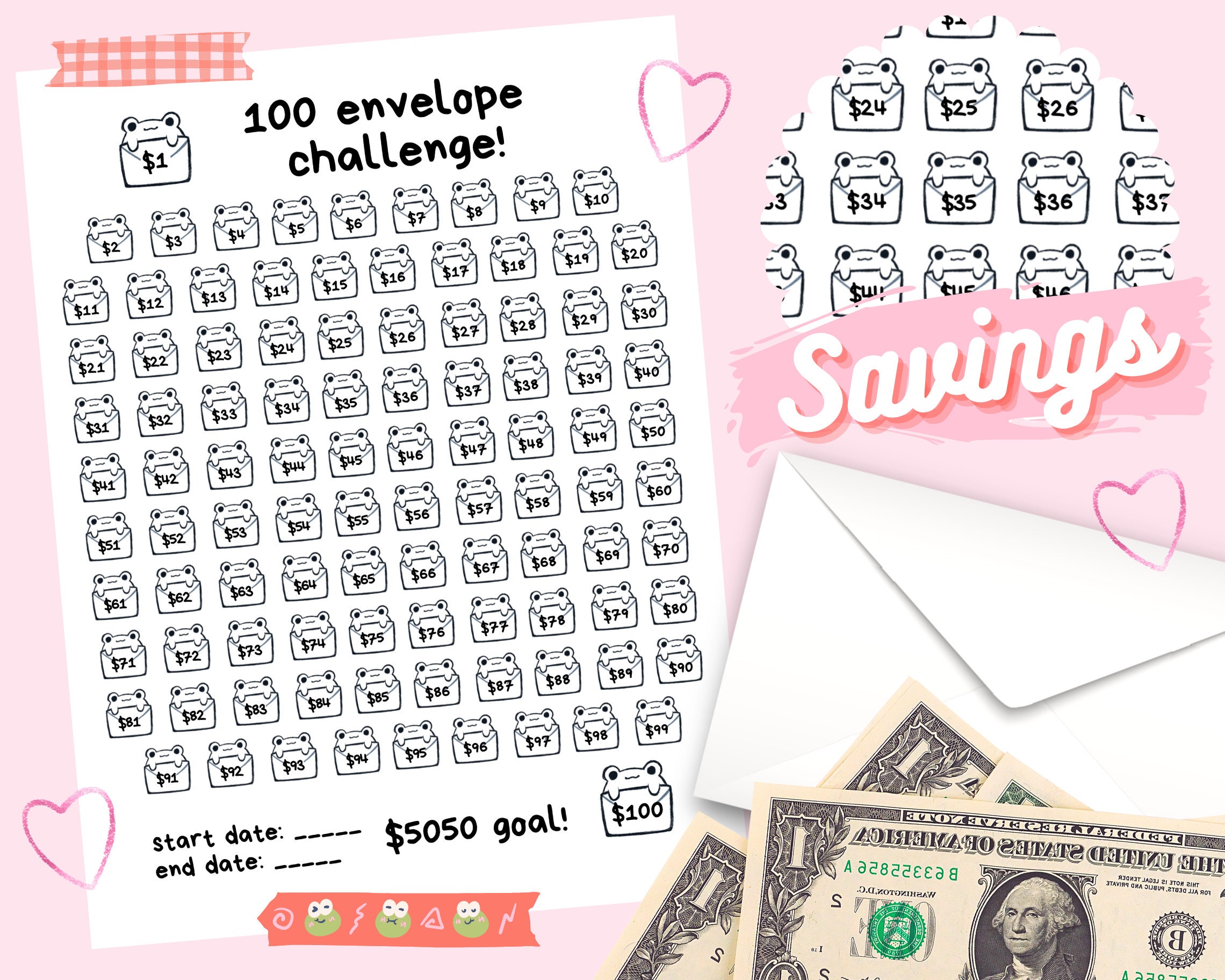 100 Envelopes Money Saving Challenge | Finance Challenge | 100 day envelope  challenge kit: Unique and Interactive Money Saving Challenge Book | money