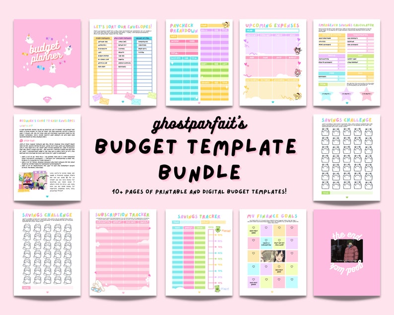 GhostParfait's Digital Budget Planner, Printable Budget Template Bundle 