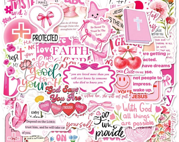 Pink Christian Stickers | Bible Verse Decals for Laptops - Etsy
