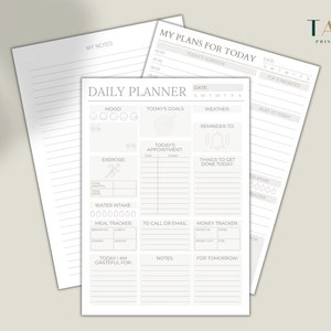 24 Hour Daily Planner Printable, 3 pages/ Daily To Do List for Work/Personal Life, Productivity Planner, Everyday Planner, PRINTABLE