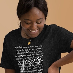 I Speak the Name of Jesus Graphic Tee, Religious T-Shirt, Christian Gift, Faith-Based Clothing