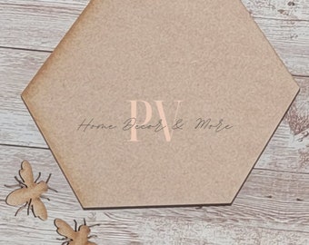 Hexagon & Bee Cutout Bundle, Laser Wood Cutout, Wooden Craft, DIY Project, Honeycomb Art