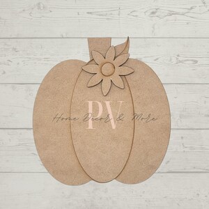 Wood Pumpkin with Flower, Laser Cutout, Fall Crafts, Autumn Embellishments, DIY Paint Project